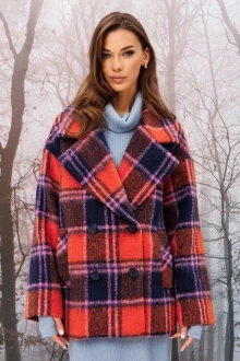 Полупальто в клетку Buter 2925 фиолетово-оранжевый