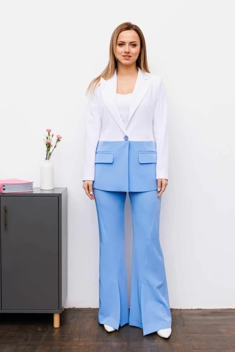 Брючный костюм AURA of the day 9195 белый, голубой двойка #1