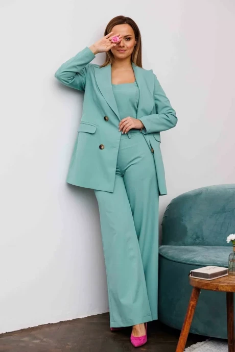 Брючный костюм AURA of the day 9204 шалфей тройка #1