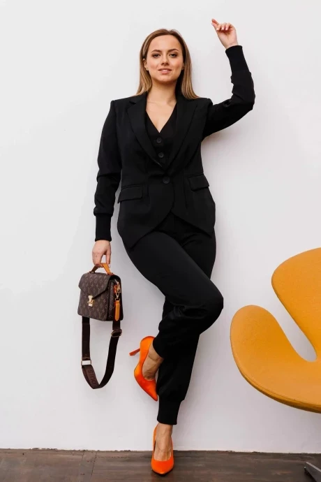 Брючный костюм AURA of the day 9207 черный тройка #1