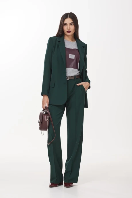 Брючный костюм Твой Имидж 1974 бутылочная зелень тройка #1