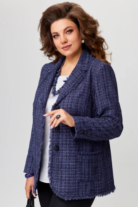 Твидовый жакет (пиджак) FITA 20511 сине-баклажановый #1