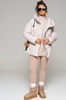 Зимняя стеганая куртка Beautiful&Free 6242 слоновая кость