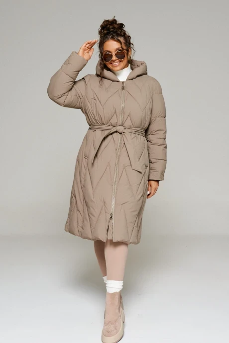 Зимнее стеганое пальто Beautiful&Free 6246 капучино #1