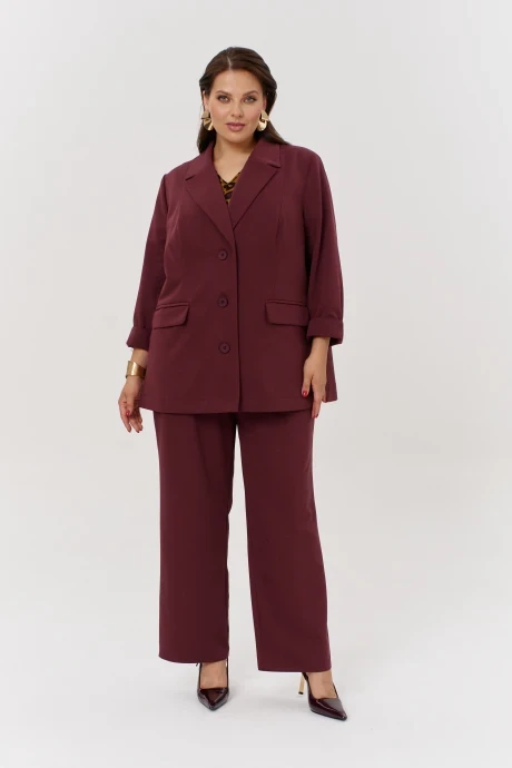 Брючный костюм OVERYOU 166/1 бургунди+леопард #1