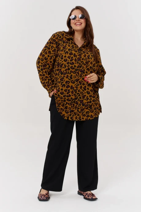 Брючный костюм OVERYOU 167 черный+леопард #1