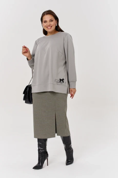 Юбочный костюм OVERYOU 171/1 серый/мультиколор с серым #1