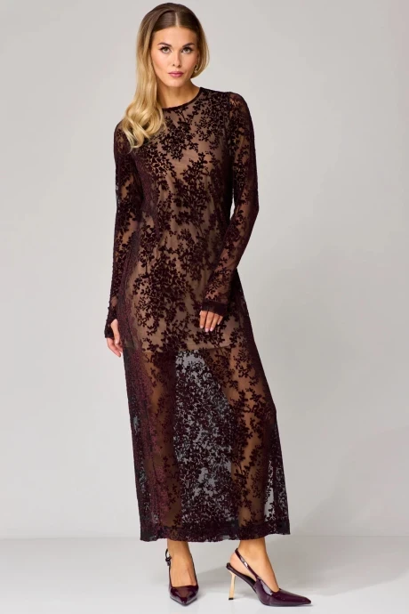 Вечернее платье с сеткой GIZART 5319 шоколад #1