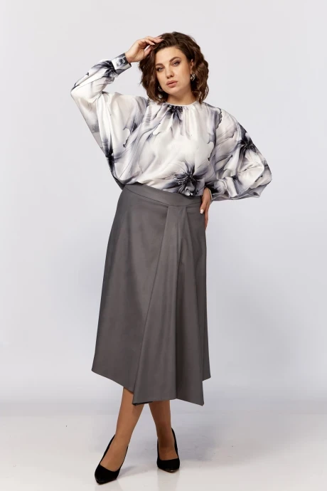 Юбочный костюм Кокетка и К 1208 серый двойка #1