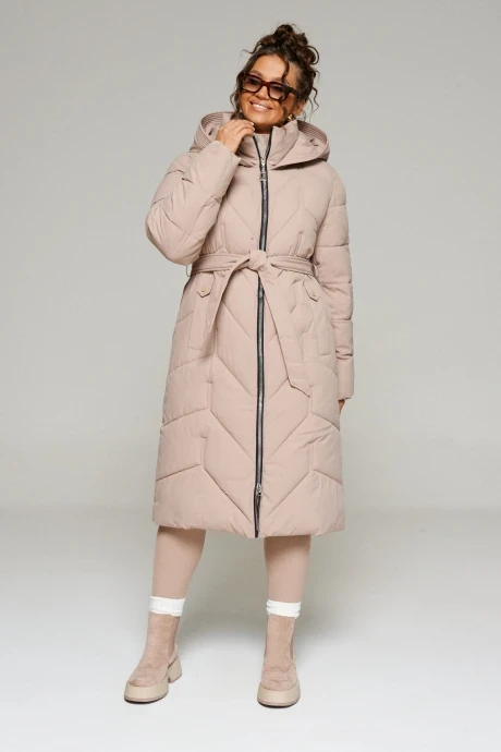 Зимнее стеганое пальто Beautiful&Free 6248 бежевый #1