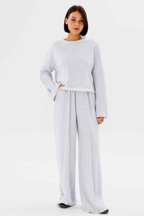 Спортивный костюм AURA of the day 8009 серый меланж + вставка молочного цвета двойка #1