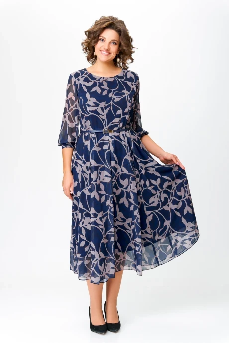 Платье Swallow 780 Синий, принт «Ночной сад» #1