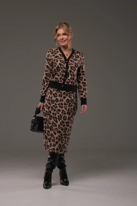 Юбочный костюм Галеан-стиль 903.1 двойка коричневый леопард #1