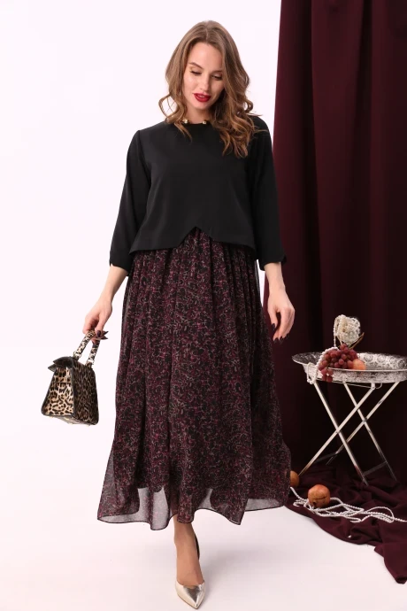 Платье NikVa 740-6 чёрный+винный леопард #1