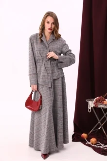 Юбка NikVa 813-2 клетка серый+бордо+чёрный