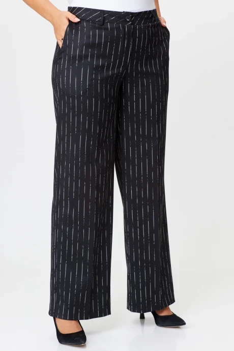Брюки БелЭльСтиль 601 черный+белая полоска #1