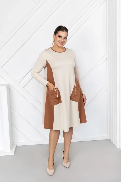 Платье ASV 2768 Бежево-коричневый #1
