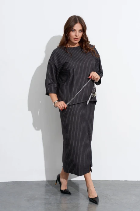 Юбочный костюм TEZA 5584 серый/полоска двойка #1