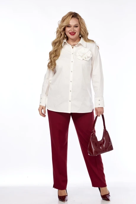 Брючный костюм Элль-стиль 2343 молоко, бордовый #1