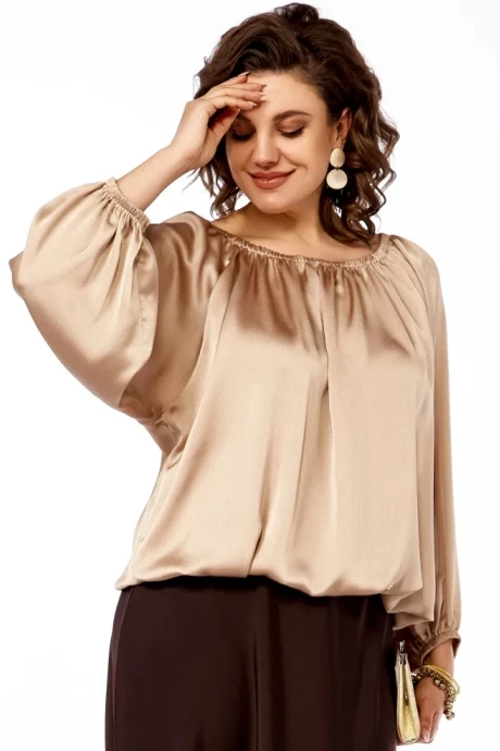 Блузка Ольга Стиль 881 бежевый блеск #1