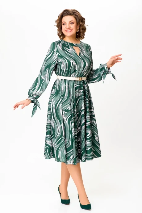 Платье Swallow 807 Изумруд, Принт «бежевые разводы» #1