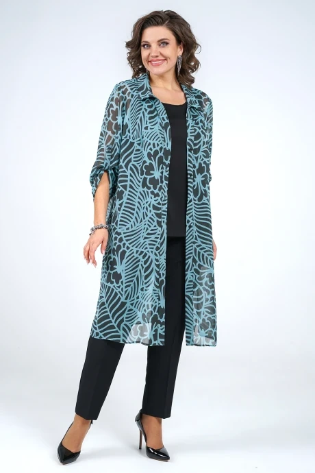 Брючный костюм ALANI COLLECTION 2153 бирюза тройка #1