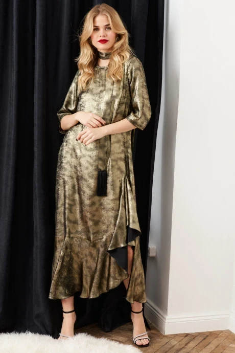 Вечернее платье с бахромой Lokka 1511В золотой #1