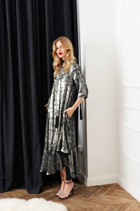 Вечернее платье с бахромой Lokka 1511С серебро #1