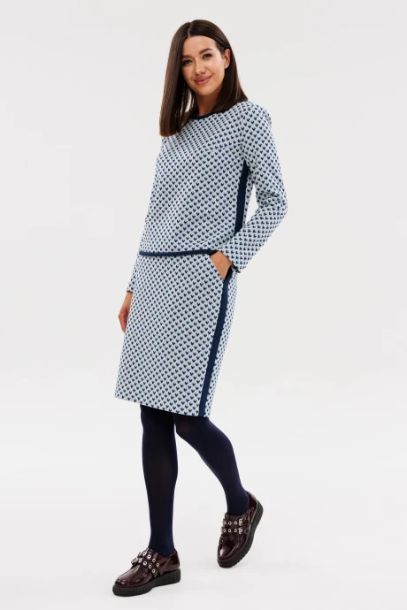 Юбочный костюм *Распродажа Ларс Стиль 957 синий, голубой , молочный #1