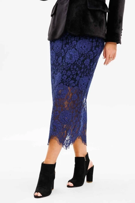 Юбка MisLana 1163 синий/кружева #1