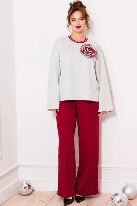 Брючный костюм GIZART 5327 серый, бордо двойка #1
