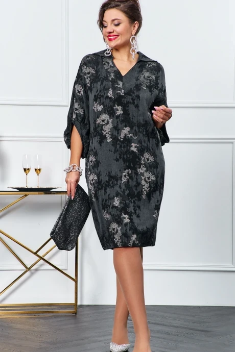 Вечернее платье с принтом Vittoria Queen 23753 дизайн графит+металлик #1
