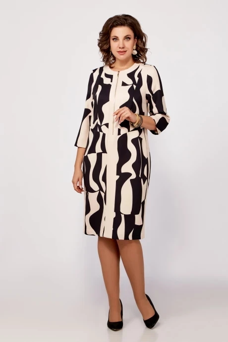 Платье с принтом Swallow 798 Бежево-чёрный принт #1