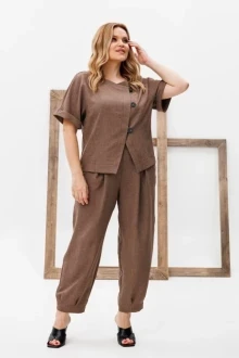 Летний брючный костюм *Распродажа Michel Chic 1337/1 коричневый двойка