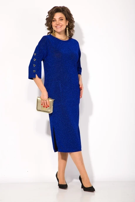 Вечернее трикотажное платье Лилиана 1392 электрик #1