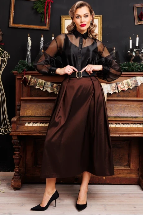 Юбочный костюм Мода-Юрс 2880 черный коричневый #1