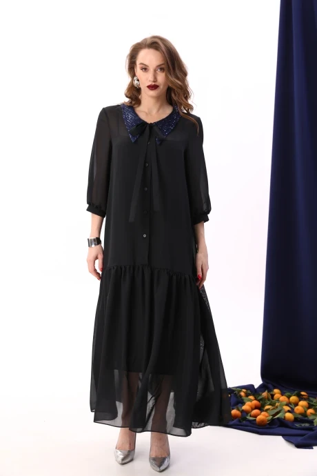 Шифоновое платье NikVa 800-5 черный/индиго #1