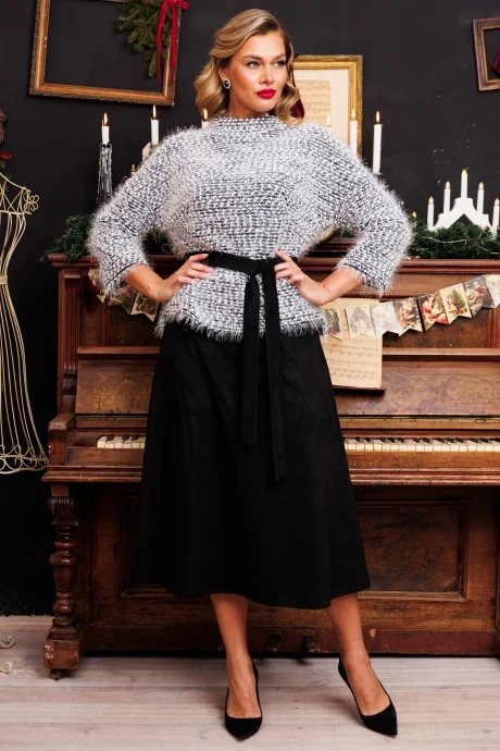 Юбочный костюм Мода-Юрс 2718-1 серый черный #1