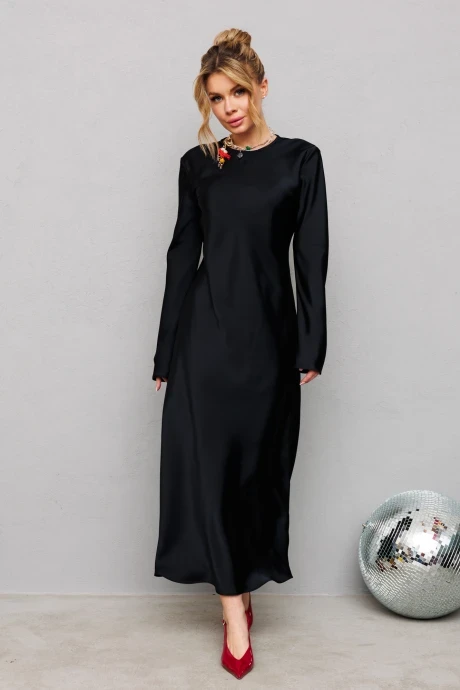 Вечернее атласное платье Anastasia 1184.1 черный #1