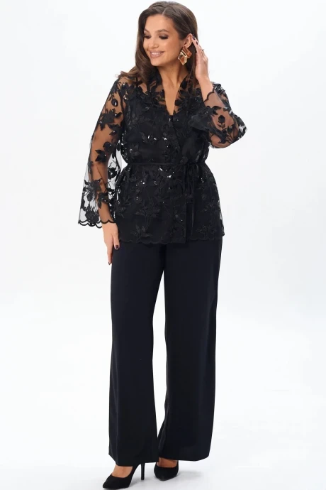 Брючный костюм MisLana 1155 черный тройка #1