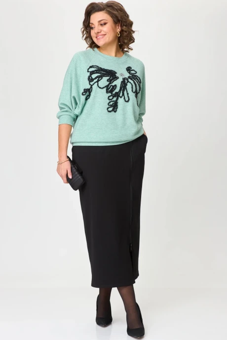 Юбочный костюм Michel Chic 1407 мята, черный двойка #1