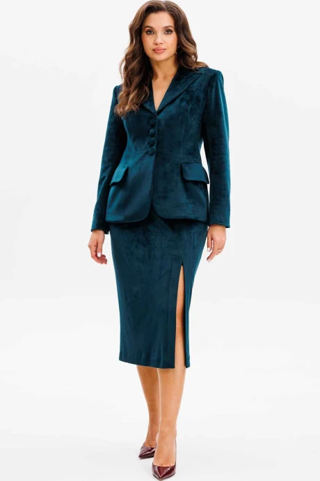 Юбочный костюм MisLana 1165 зеленый/бархат двойка #1