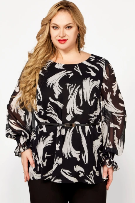 Блузка Swallow 803.2 Чёрный, в серебряный узор #1