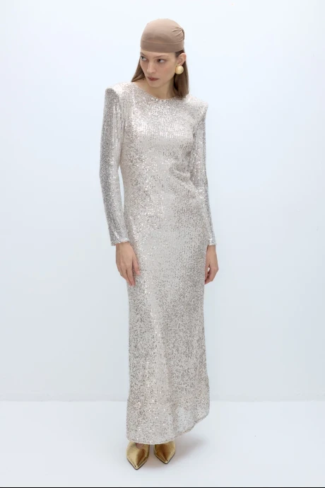 Вечернее платье с пайетками *Распродажа PiRS 5663 бежевый #1