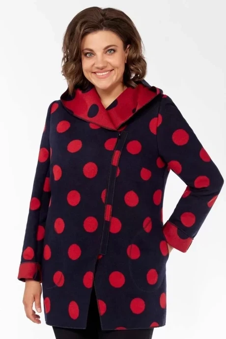 Полупальто из шерсти *Распродажа Магия стиля 2500 горохи красные #1