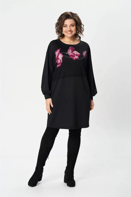 Платье GIZART 5356/1 Черный+маки #1