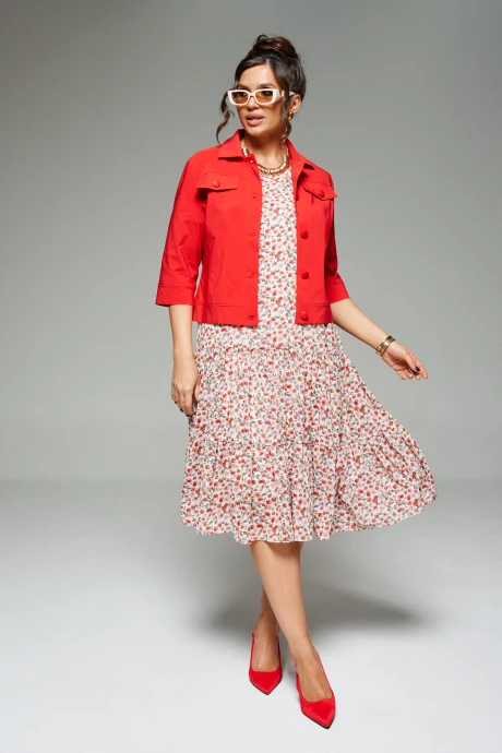 Костюм с платьем Beautiful&Free 6275 красный+ цветы #1