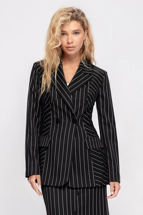 Двубортный жакет (пиджак) в полоску PiRS 4732 черный #1