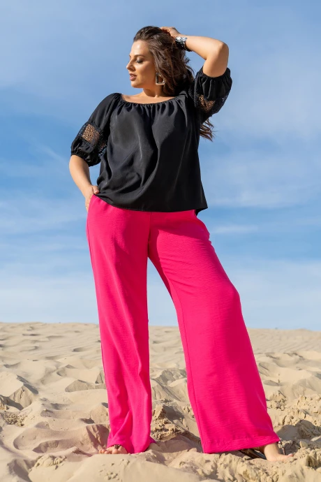 Брючный костюм ANDINA 952 черный/фуксия двойка #1