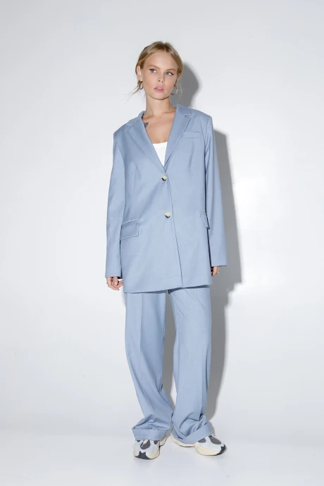 Брючный костюм PiRS 4822 серо-голубой двойка #1